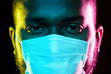 Image showing african american man wearing medical mask