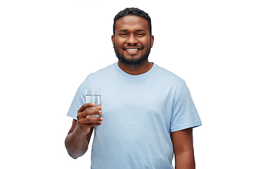 Image showing happy african american man with glass of water