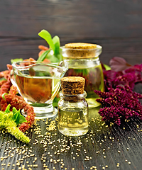 Image showing Oil amaranth in vial on table