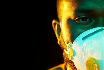 Image showing african american man in mask or respirator