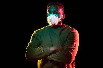 Image showing african american man in mask or respirator