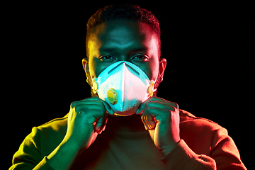 Image showing african american man in mask or respirator