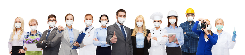 Image showing people of different professions wearing masks