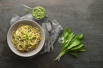 Image showing Pasta pesto