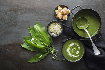 Image showing Wild garlic ramson soop