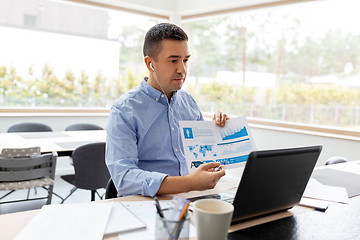 Image showing man working and having video call at home