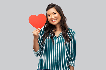 Image showing happy asian woman with red heart