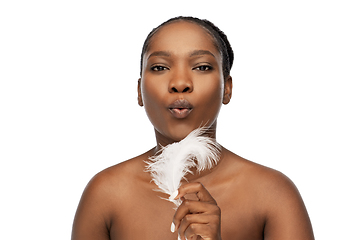 Image showing african american woman with feather