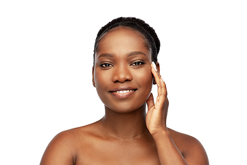 Image showing portrait of african woman touching her face