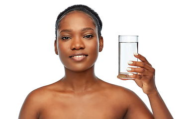 Image showing young african american woman with glass of water