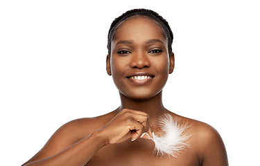 Image showing happy african american woman with feather