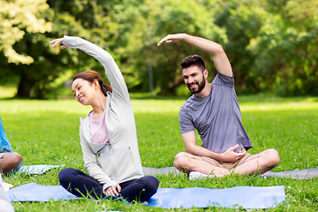 Image showing group of people exercising at summer park