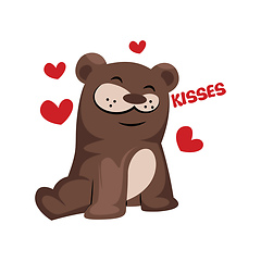 Image showing Brown bear in love saying Kisses vector illustration on a white 