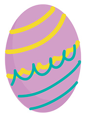 Image showing Purple easter egg with yellow and turquoise stripes vector illus