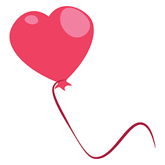 Image showing A red heart shape balloon flying high with a long string tied to