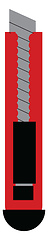 Image showing A sharp blade in red safety cover is used for paper cutting vect