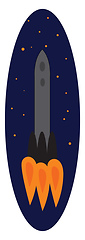 Image showing Simple  vector illustrationof a grey rocket in space eclipse  on