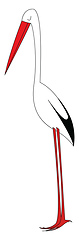 Image showing Simple cartoon stork in the nest vector illustration on white ba