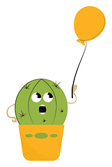 Image showing Cactus with balloon vector or color illustration