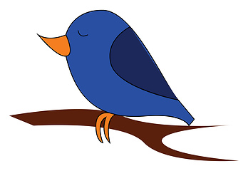 Image showing Little blue birdillustration vector on white background