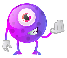 Image showing Purple monster holding hand illustration vector on white backgro