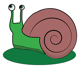 Image showing Clipart of a small and pretty green snail vector or color illust