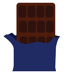 Image showing A dark chocolate partially unwrapped vector color drawing or ill