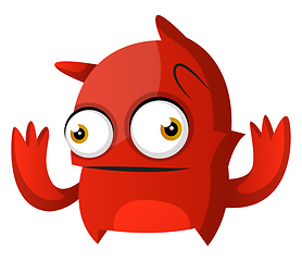 Image showing Red monster with hands up illustration vector on white backgroun