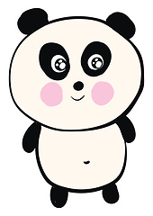 Image showing Cute smiling black and white panda vector illustration on white 