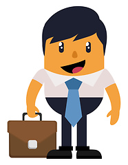 Image showing Man with briefcase, illustration, vector on white background.