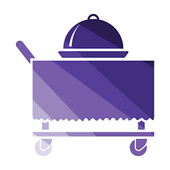 Image showing Restaurant  cloche on delivering cart icon