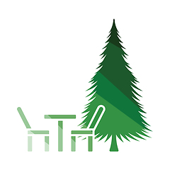Image showing Park seat and pine tree icon