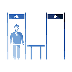 Image showing Stadium metal detector frame with inspecting fan icon