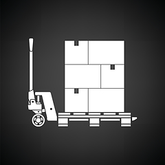 Image showing Hand hydraulic pallet truc with boxes icon