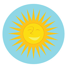 Image showing A bright warm shining sun smiling vector color drawing or illust