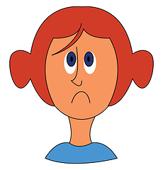 Image showing Litlle redhair sad girl illustration vector on white background 