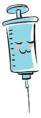 Image showing Cute smiling lightblue syringe vector illustration on white back