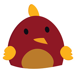 Image showing A cute little red-colored cartoon bird vector or color illustrat