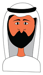 Image showing Arabian man in white clothes vector illustration on white backgr