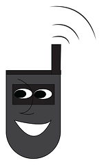 Image showing A cartoon image of a black colour flip phone vector or color ill