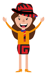Image showing Cartoon girl with a cool outfit and a hat illustration vector on