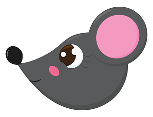 Image showing The side face of a cute little cartoon grey-colored mouse vector
