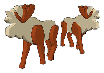 Image showing Two white toy reindeer vector or color illustration