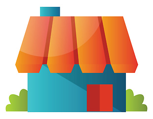 Image showing Blue hause with orange roof simple vector illustration on a whit