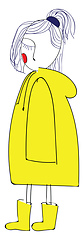 Image showing Abstract picture of a girl with yellow raincoat and boots vector