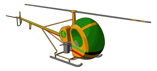 Image showing Green and yellow helicopter with green and red stripes vector il