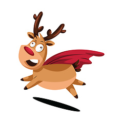 Image showing Crazy cristmas deer with red cape vector illustration on a white