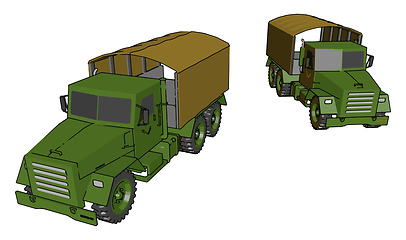 Image showing A military motor Sketch vector or color illustration