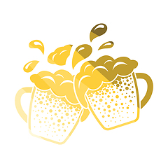 Image showing Two clinking beer mugs with fly off foam icon