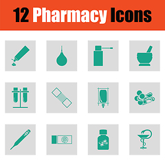 Image showing Set of twelve pharmacy icons